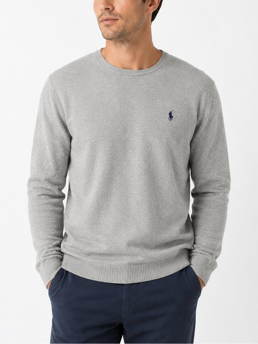 Polo Ralph Lauren 100% Pima Cotton Gray Crewneck Sweater Men’s Large